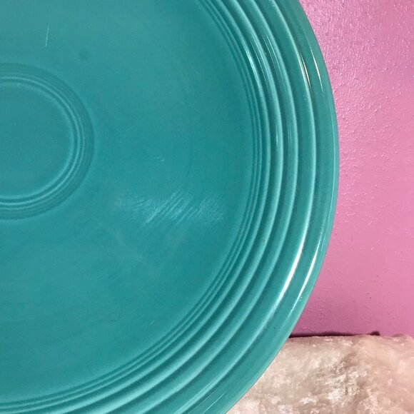 Vintage Fiestaware by Homer Laughlin Turquoise Large Serving Chop Plate GUC Fun - Picture 2 of 5